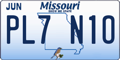 MO license plate PL7N1O