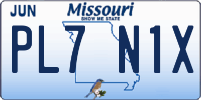 MO license plate PL7N1X