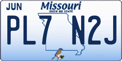 MO license plate PL7N2J
