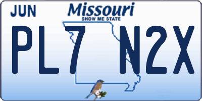 MO license plate PL7N2X