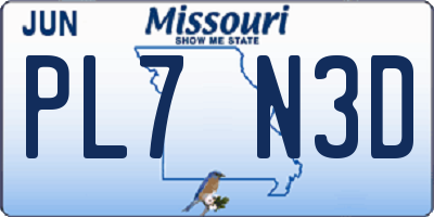 MO license plate PL7N3D