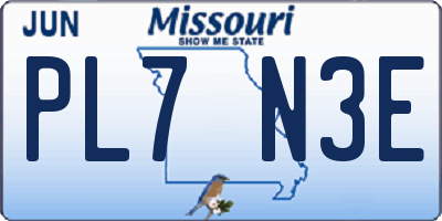 MO license plate PL7N3E