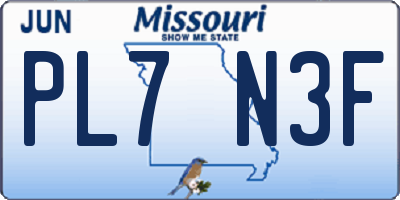 MO license plate PL7N3F