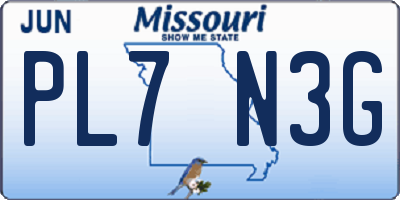 MO license plate PL7N3G