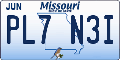 MO license plate PL7N3I