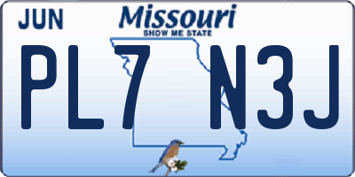 MO license plate PL7N3J