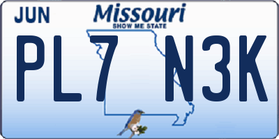 MO license plate PL7N3K