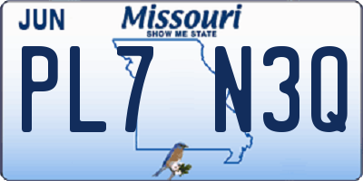 MO license plate PL7N3Q
