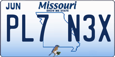 MO license plate PL7N3X