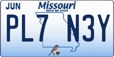 MO license plate PL7N3Y
