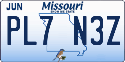MO license plate PL7N3Z
