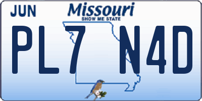 MO license plate PL7N4D