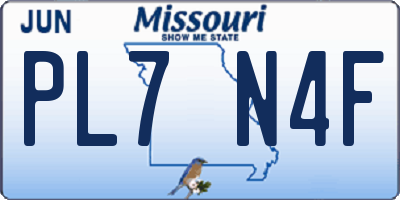 MO license plate PL7N4F