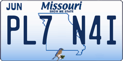 MO license plate PL7N4I