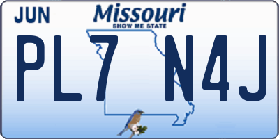 MO license plate PL7N4J