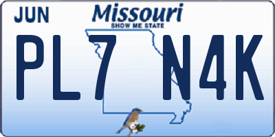 MO license plate PL7N4K