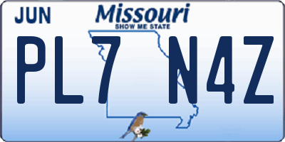 MO license plate PL7N4Z