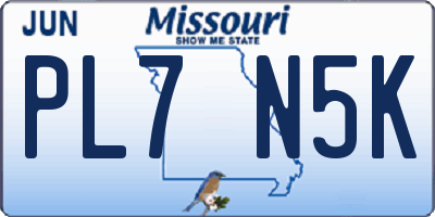 MO license plate PL7N5K