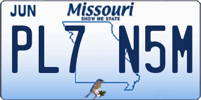 MO license plate PL7N5M