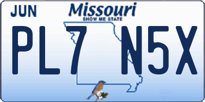 MO license plate PL7N5X