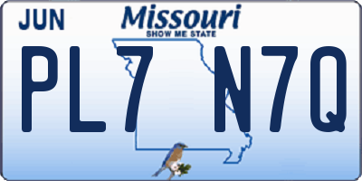 MO license plate PL7N7Q