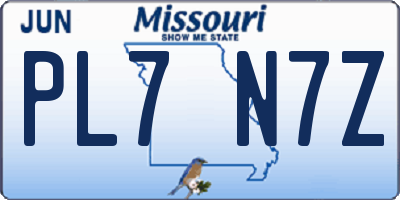 MO license plate PL7N7Z
