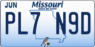 MO license plate PL7N9D