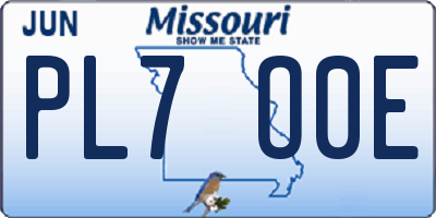 MO license plate PL7O0E