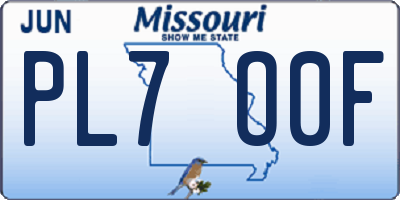 MO license plate PL7O0F