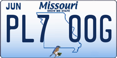 MO license plate PL7O0G