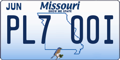 MO license plate PL7O0I