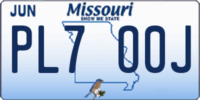 MO license plate PL7O0J