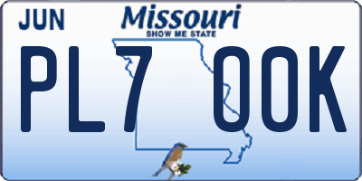MO license plate PL7O0K