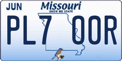 MO license plate PL7O0R