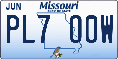 MO license plate PL7O0W