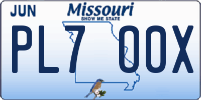MO license plate PL7O0X