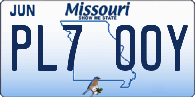 MO license plate PL7O0Y