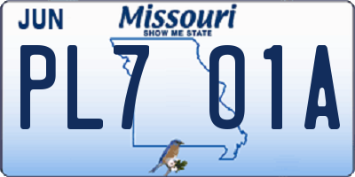 MO license plate PL7O1A