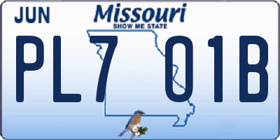 MO license plate PL7O1B