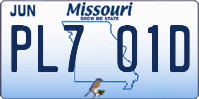 MO license plate PL7O1D