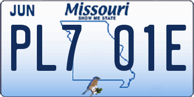 MO license plate PL7O1E