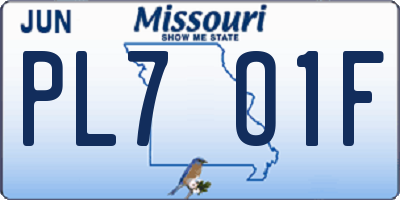 MO license plate PL7O1F