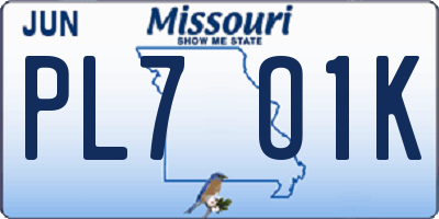 MO license plate PL7O1K