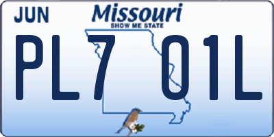 MO license plate PL7O1L