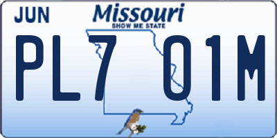 MO license plate PL7O1M