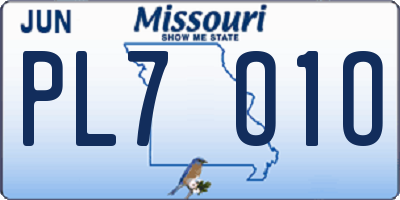 MO license plate PL7O1O