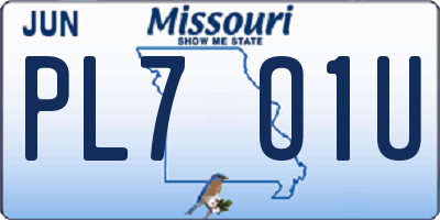 MO license plate PL7O1U