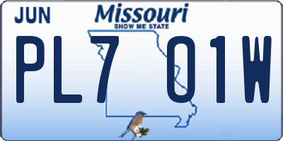 MO license plate PL7O1W