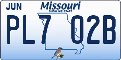 MO license plate PL7O2B
