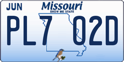 MO license plate PL7O2D